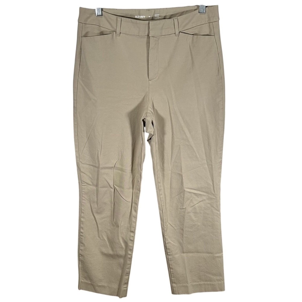 Old Navy Womens Pants Beige Tan Khaki Sz 10 Pixie High Rise Skinny Cotton Blend